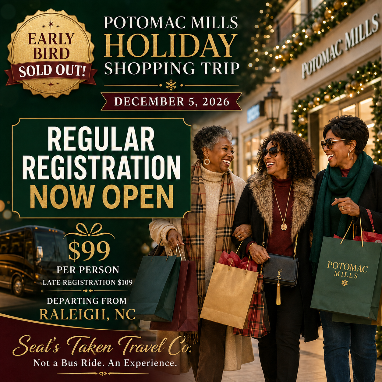Potomac Mills Holiday Shopping Trip flyer
